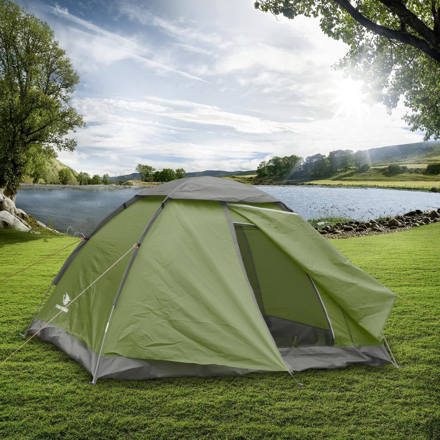 Arctic Lemmings 2-3 Person Backpacking Tent, 3-4 Season Lightweight Waterproof Tents with Two Doors for Outdoor Camping, Hiking, Family Beach Hunting Travel(Army Green)