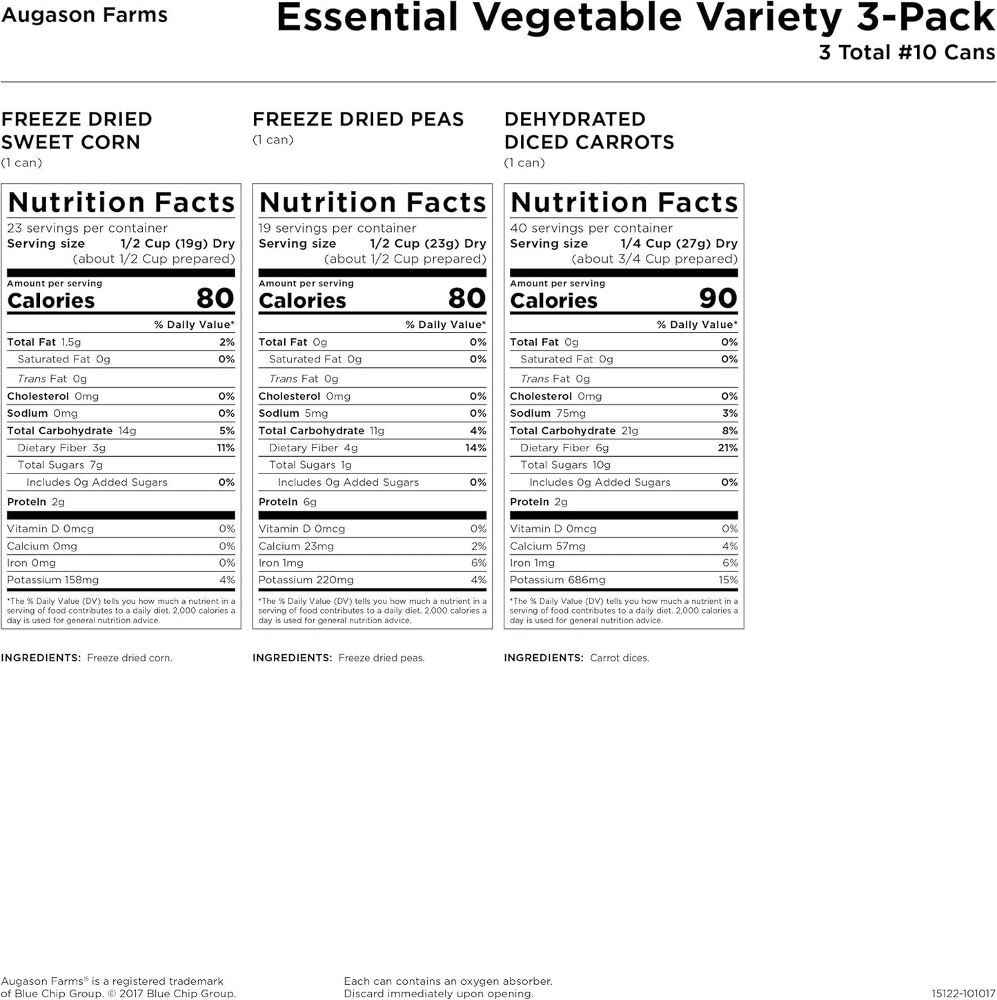 Augason Farms Vegetable Variety Kit, 1 pack