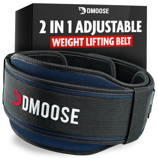 DMoose Weight Lifting Belts for Men & Women - 2 in 1 Adjustable 4" 6" Width - Workout Belt with Auto-Locking Buckle - Optimal Back Support Lifting Belts for Weightlifting, Powerlifting, Squats