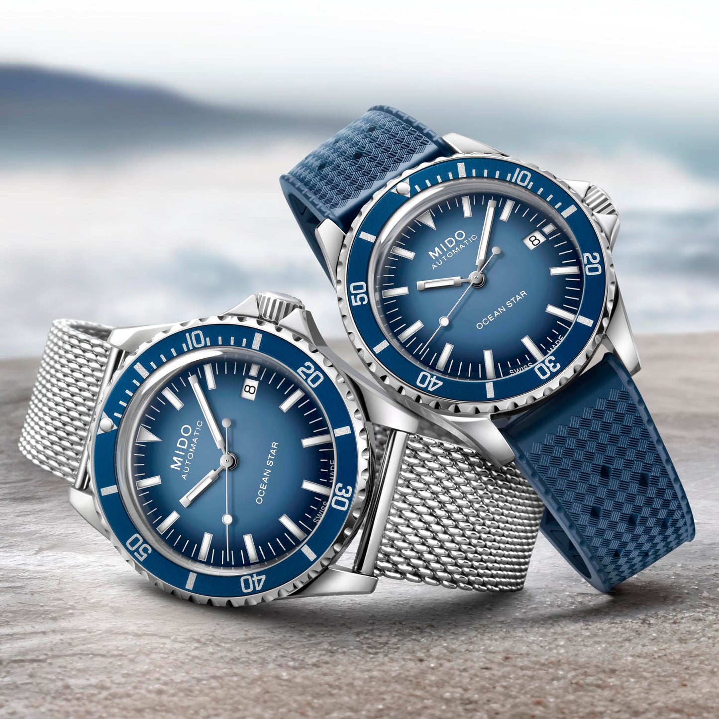 MIDO Ocean Star Tribute Gradient - Swiss Automatic Watch for Men - Blue Gradient Dial - 40.5mm Stainless Steel Case - Stainless Steel Bracelet - M0268071104101
