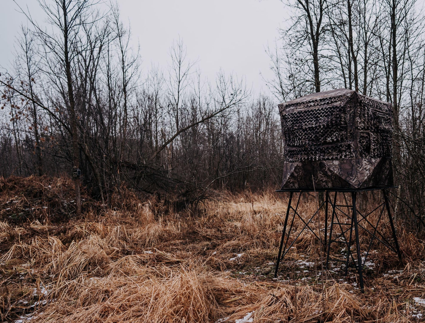 Muddy 65" L x 65" W x 5' H Ground Blind Platform - Durable Powder-Coated Steel Outdoor Hunting Trap Door Universal Platform, Ground Blind Not Included