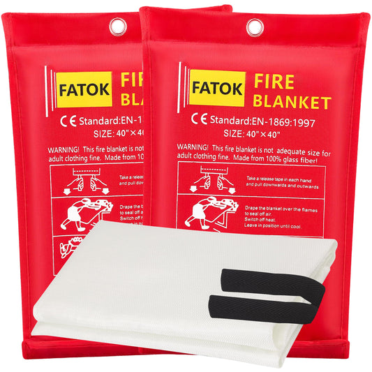 FATOK Kitchen Fire Blanket for Home Safety 2 Pack Emergency Fire Suppression Blankets for Kitchen, 40” x 40” Fiberglass Fire Blankets (2-Pack)