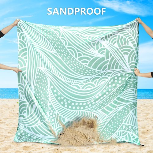 HIHOHO Beach Blanket Waterproof Sandproof Beach Mat for 1-8 Adults Quick Drying Durable Outdoor Picnic Mat for Beach Festival Travel Camping Hiking (LBL-Ripple, 79"×83"(4 Person))