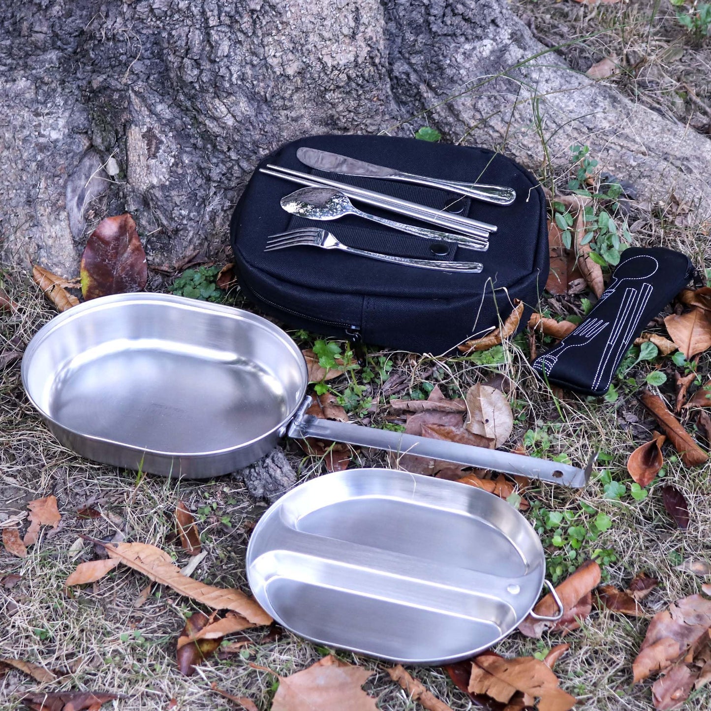 Goetland 304 Stainless Steel US Military Mess Kit Plate Set GI Type Outdoor Camping Hiking Picnic BBQ Beach