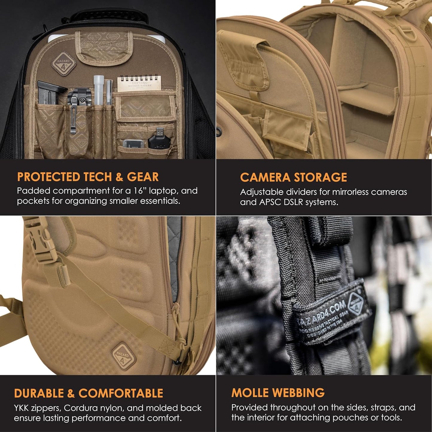 HAZARD 4 Pillbox™ Tactical Backpack – Heavy Duty Military Survival Pack for Men and Women – EDC Rucksack for Laptop, Motorcycle, Outdoor, Bug Out, Gym, Range, Travel, and Camping – 29.5 Liter, Black