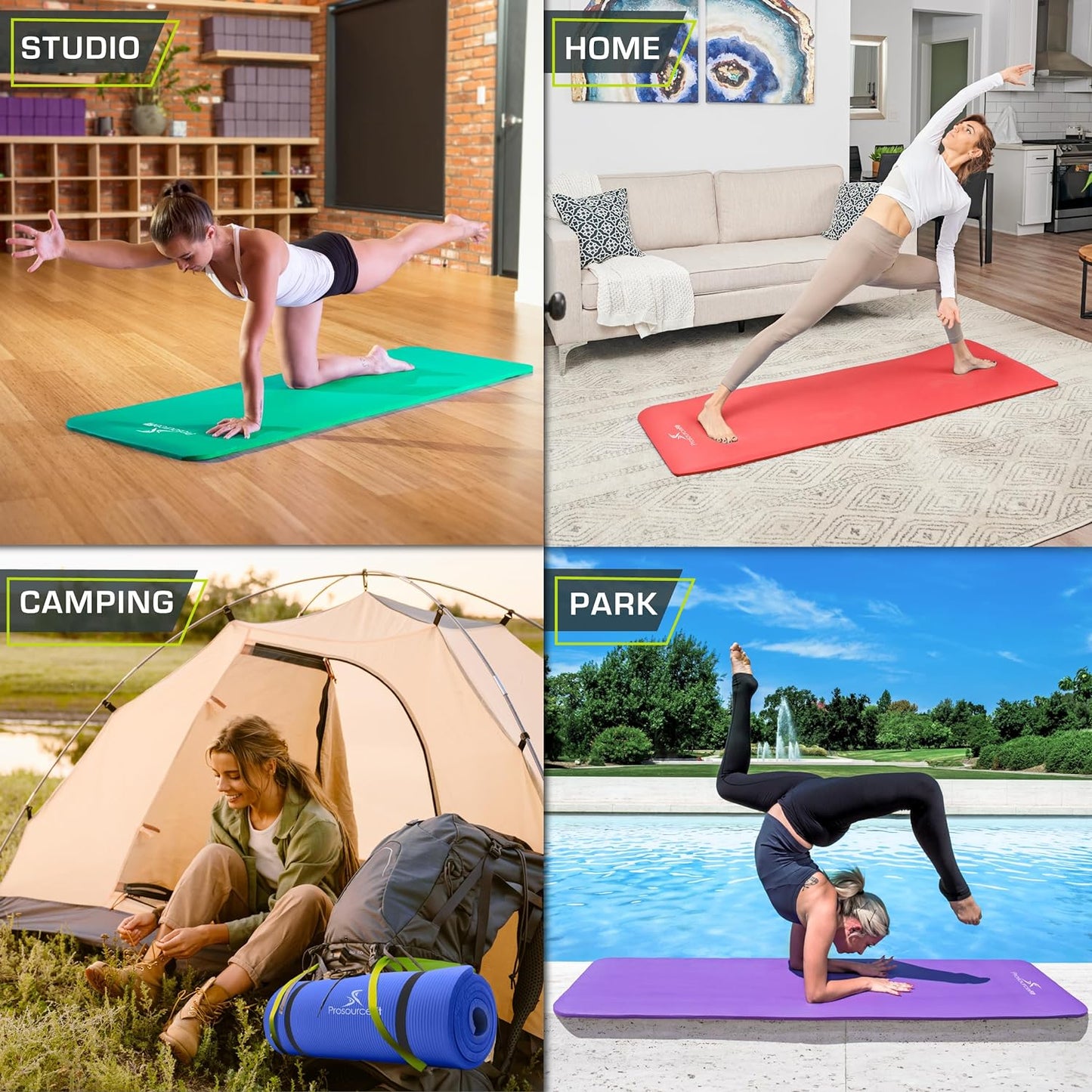 Extra Thick ½” Yoga & Pilates Mat - 71” High Density Foam with Carry Strap