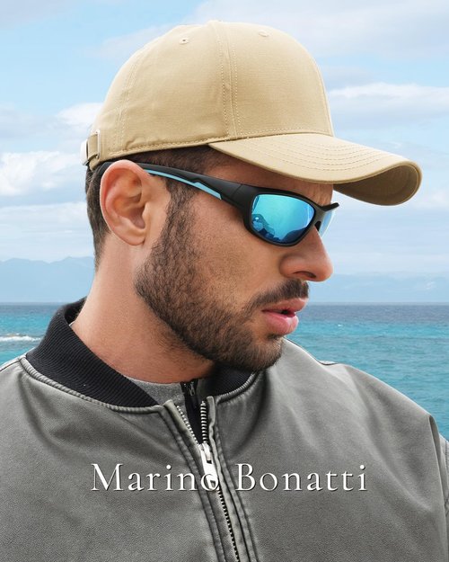 Marino Bonatti Polarized Fishing Sunglasses Outdoor PC Frame UV400 Protection Shades for Men Women Hunting Hiking, Small, Blue