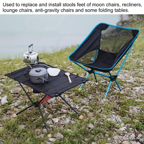 PATIKIL 0.55 Inch Chair Feet Replacement, 4 Pack TPE Outdoor Camping Chair Leg Tips Ball Cap Folding Chair Legs Floor Protectors Stability on Rugged Fit for 0.55"(14mm) Chair Feet, Beige