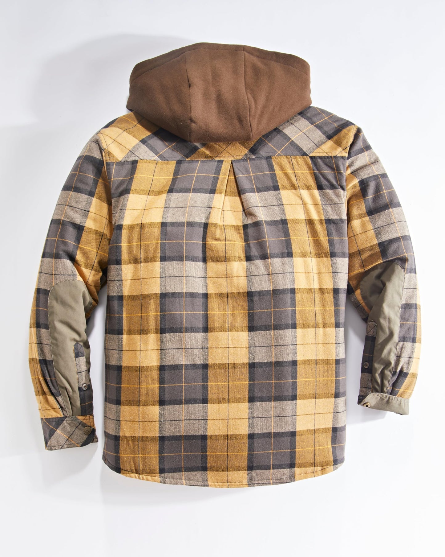 Venado Men's Quilt Lined Flannel Shirt Jacket with Hood - Reflective Winter Coat for Men (Amber, 2XL)