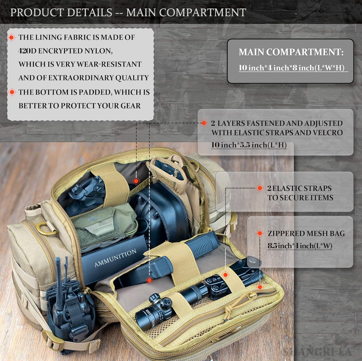 SHANGRI-LA Tactical Range Bag Outdoor Sling Backpack Hiking Fanny Waist Pack