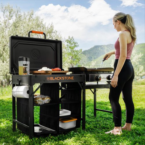 Blackstone 2237 On-The-Go Prep Table with Collapsible Carry Case Design, Powder Coated Steel, Black