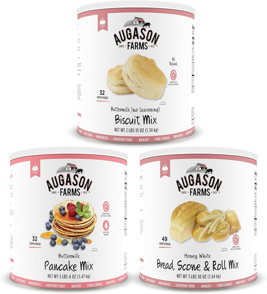 Augason Farms 3-Pack Bakery Food Storage Kit - No. 10 Cans for Long-Term Freshness
