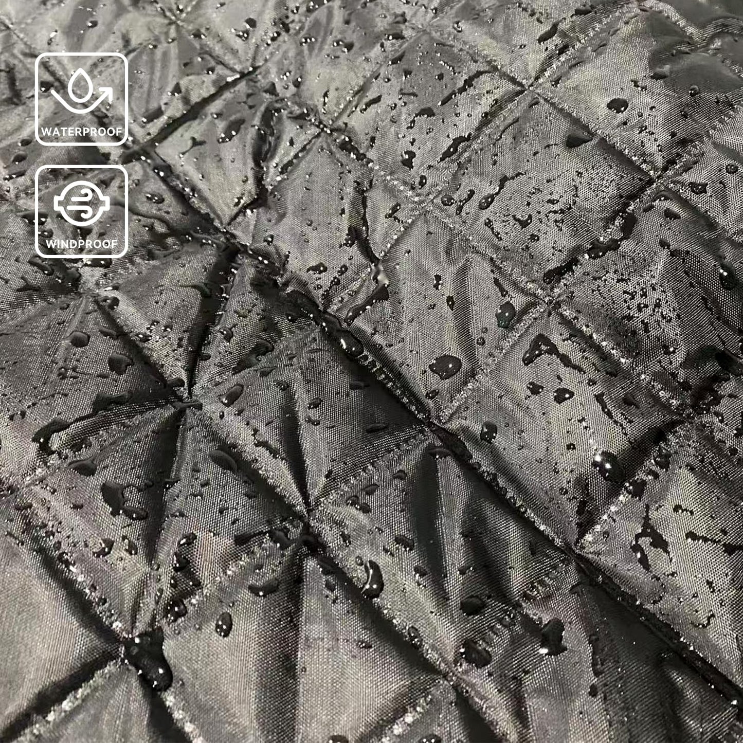 FONIQU Waterproof Camping Blanket for Cold Weather, Extra Thick Fleece Stadium Blanket with Hood, Sports Outdoor Blankets for Concerts, Camping, Car, Picnic - Machine Washable 78 "x 57"