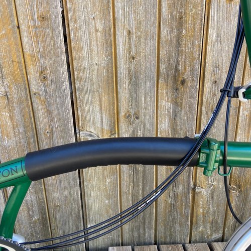 Leather Frame Protector For Brompton Bicycle Long Velcro Version - Brompton Long Frame cover (Black)