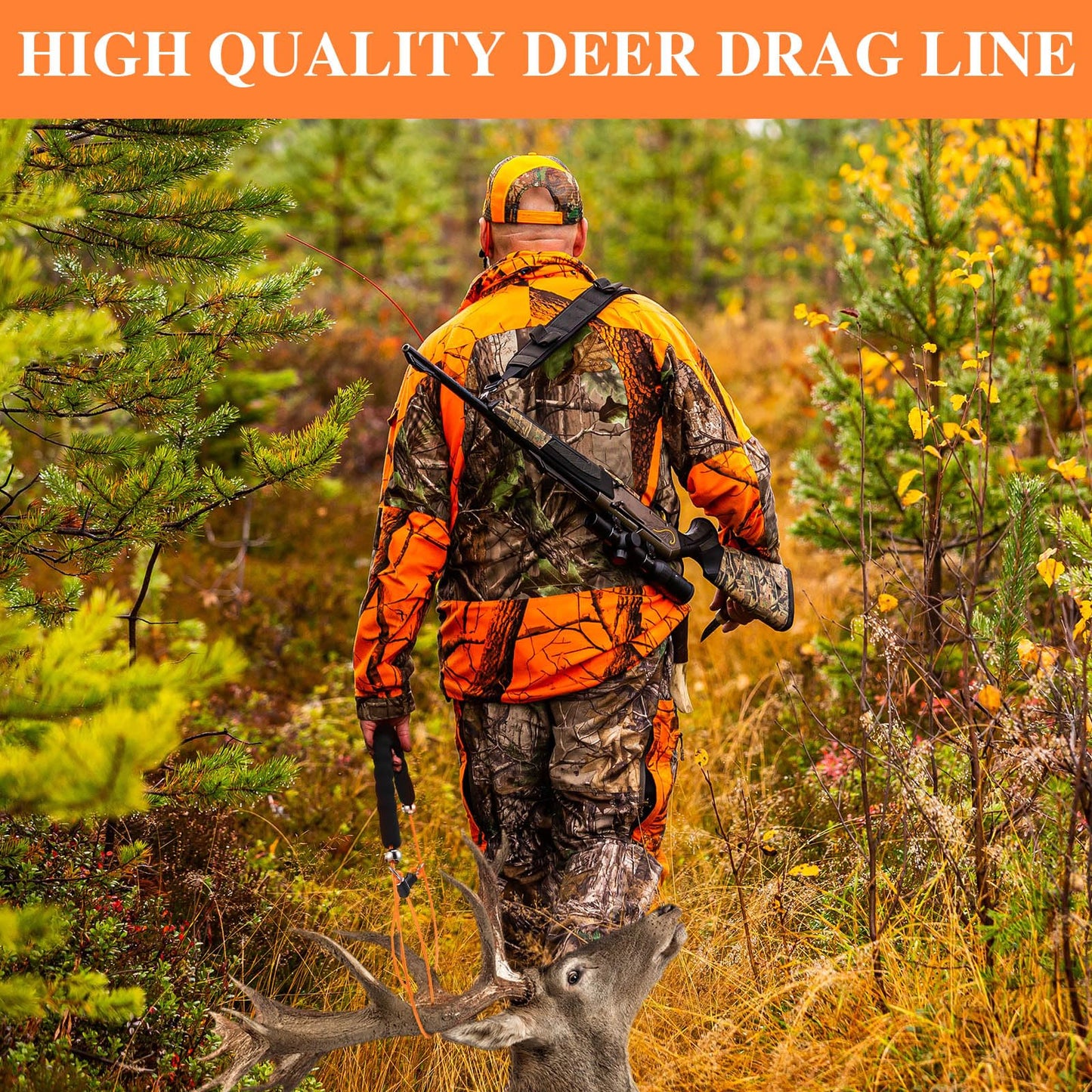 4 Pcs Deer Sled Deer Drag and Harness 43.3" Lightweight Portable Wirerope Cinch Hunting Accessories with Thick Foam Handle Hunting Gear Accessories Gifts Works with Bucks Does