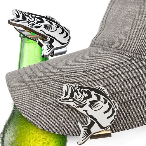 Bass Fish Hat Clip Bottle Opener - Angler's Delight Cap Accessory - Perfect for Fishing Adventures and Gifts
