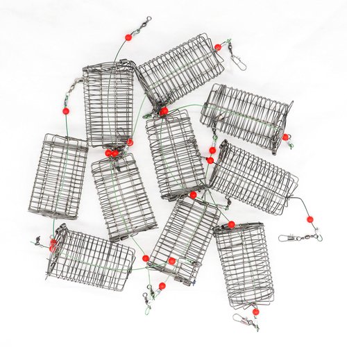 UperUper 10pcs Fishing Bait Trap Cage Feeder, Baits Cage Basket Holder Coarse Lure Feeder Fishing Tackle Kit