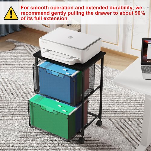 Letter/Legal Rolling File Cabinet Cart,2 Drawers Filing Cabinet for Home Office,Hanging File Folders Organizer for Under Desk Storage,Mobile Printer Stand with Wheels,Black(Patent Pending)