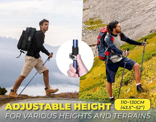 TREKOLOGY TREKZ SE 2pc Collapsible Hiking Stick - Lightweight, Foldable Retractable Trekking Poles for Men, Women & Seniors with Adjustable Height - Nordic Walking Stick for Backpacking,Camping
