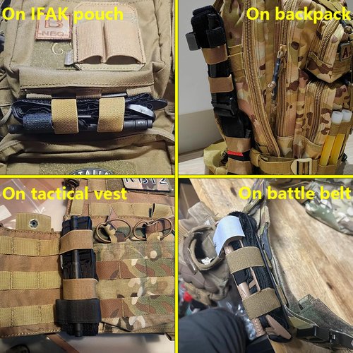 Molle Tourniquet Holder 2 Pack, JX Tacfancier Tactical TQ Holder Elastic Retention Loop Outbound Storage for Vest Backpack