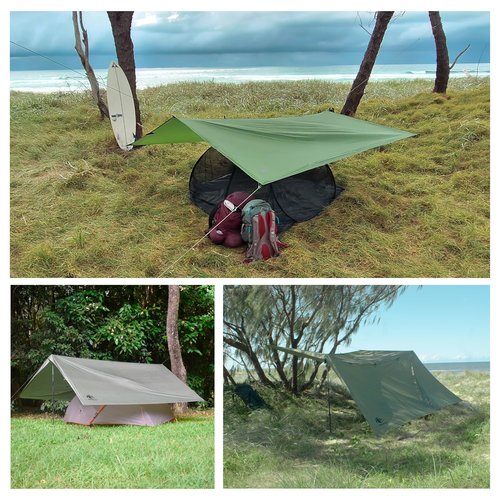 HIKERGEARS Camping Tarp 10x10 ft (3x3 m) Waterproof Lightweight Rain Fly - Backpacking, Hammock Shelter, Emergency Survival Tent, Durable, Compact All-Weather Cover