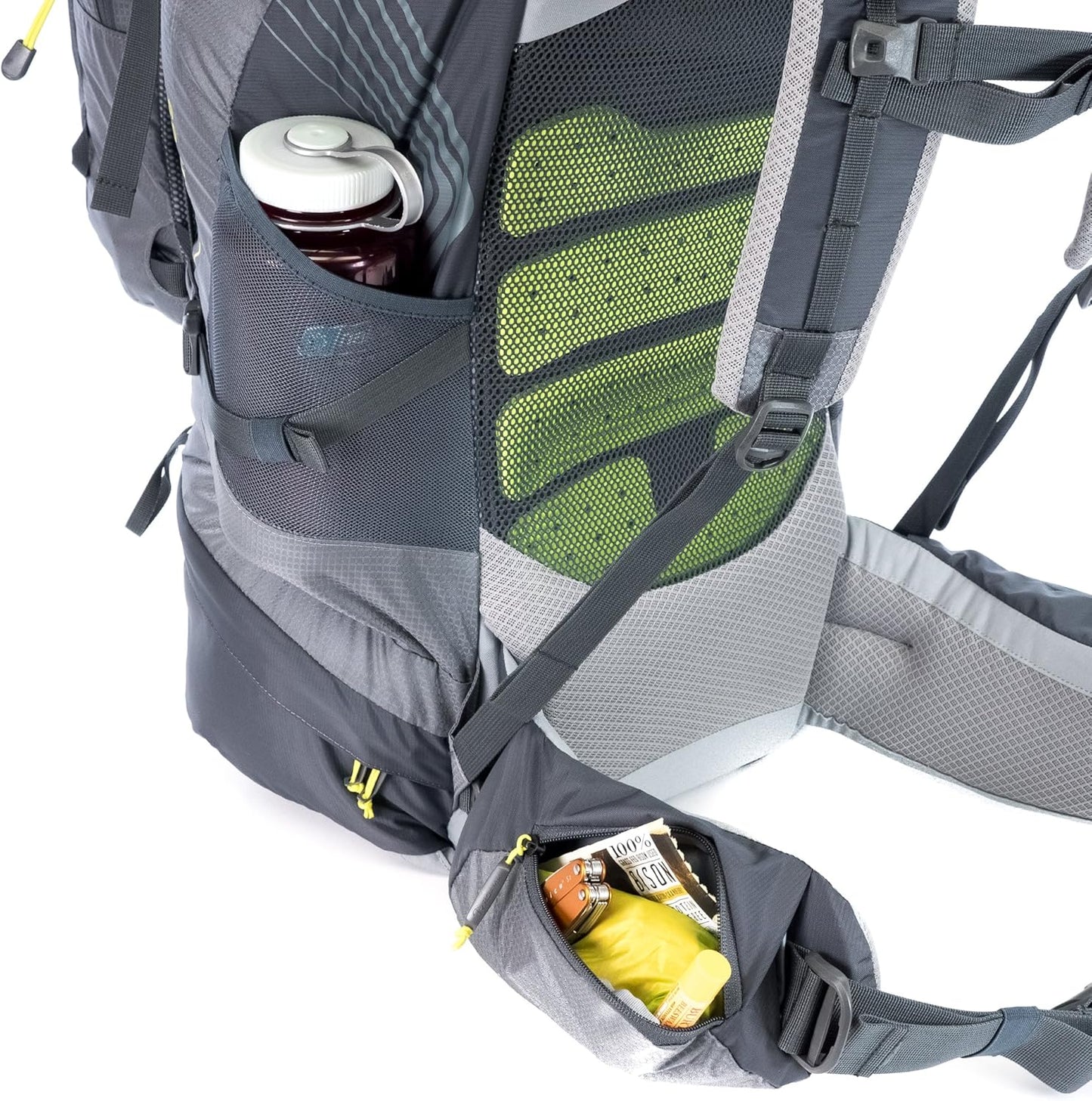 Nomad 65 +15 Backpack - 80L Liter Internal Frame Pack with Detachable Daypack - Best Bag for Camping, Hiking, Backpacking, and Travel - Men and Women, Grey