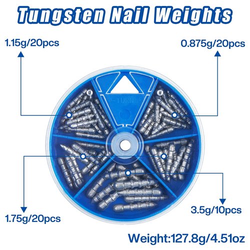 Bass Fishing Nail Weights Sinkers, 70PCS Insert Sinkers for Soft Worms Soft Lure Nail Weights Kit Fishing Weights for Wacky Rig Neko Rig
