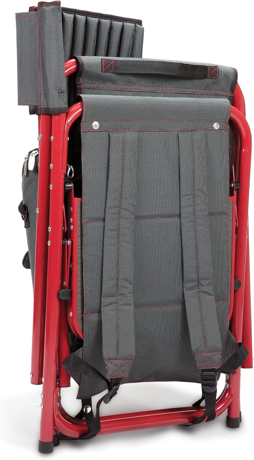 ONIVA - a Picnic Time Brand Fusion Original Design Outdoor Folding Chair, Gray with Red Frame , 33 x 7 x 21