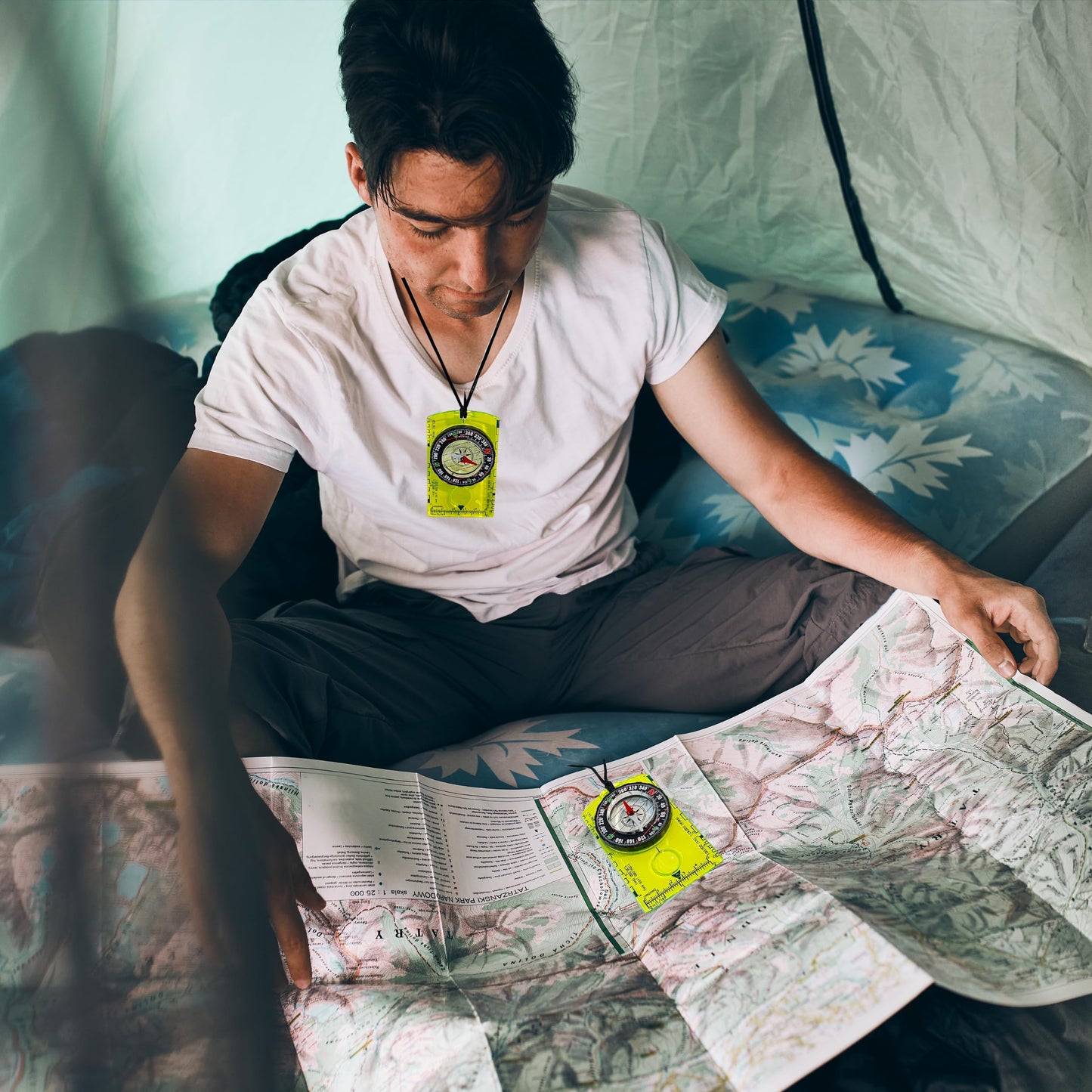 Generic Pack of 2 Orienteering Compass Hiking-Compasses boy Scout Kids- Magnetic Gear Set Navigation map- Brujulas orientacion-Backpacking Camping Hunting Survival. (Transparent), Green