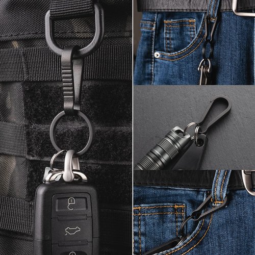 TISUR Titanium Key Ring Hooks, Small Carabiner Keychain Clip,Mini Snap Keyring Key Organizer Key Chain for Purse Backpacks Pants