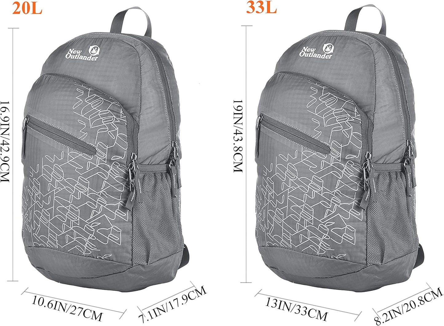 Outlander Packable Handy Lightweight Travel Hiking Backpack Daypack, Black