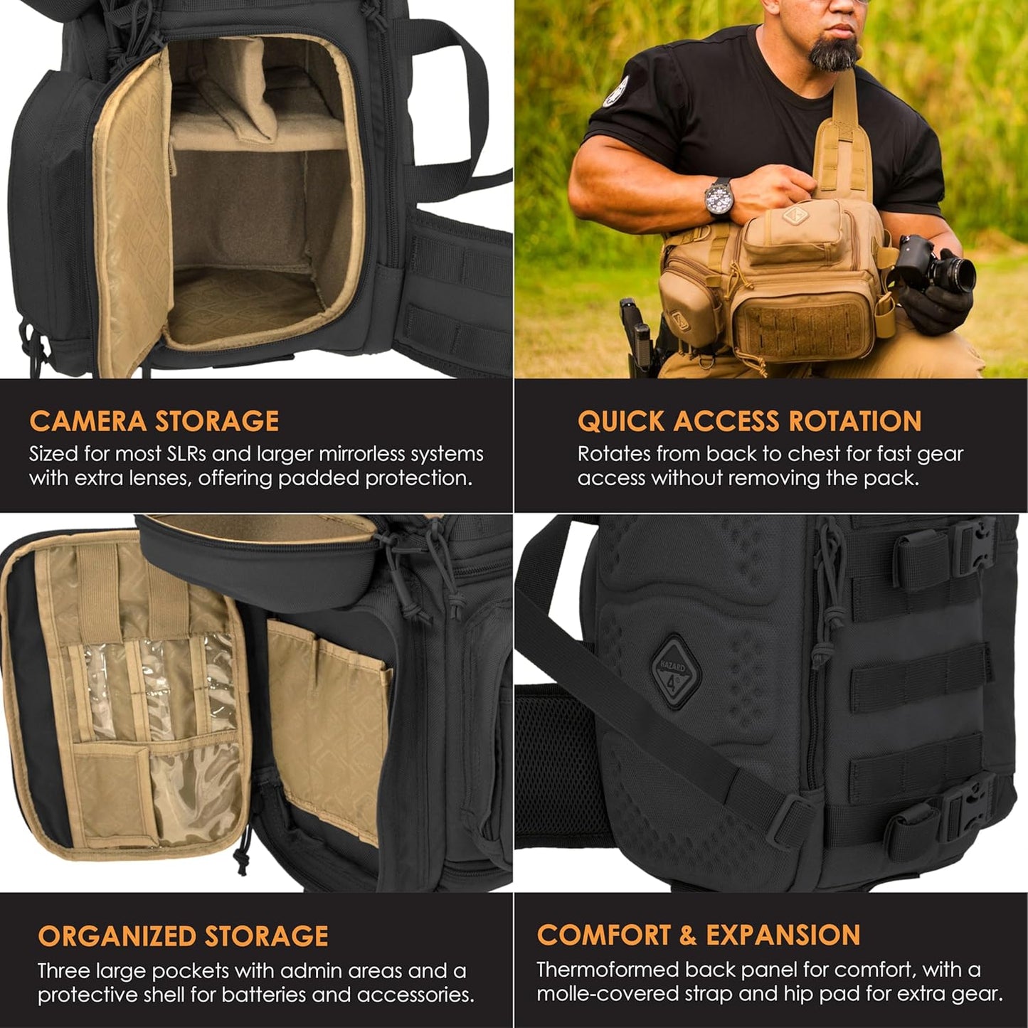 HAZARD 4 Freelance - Camera and Drone Tactical Sling Cross Body Bag, Molle Attachment, Water Resistant, 6 L