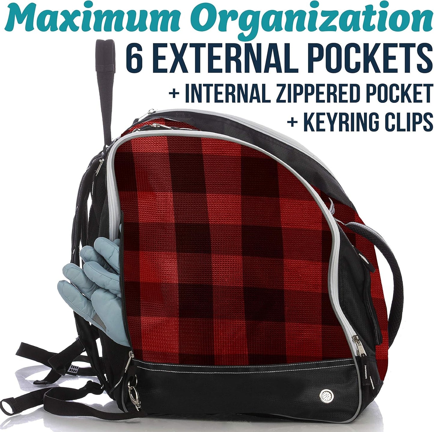 Athletico Ski Boot Bag – Skiing and Snowboarding Travel Luggage – Stores Gear Including Jacket, Helmet, Goggles, Gloves & Accessories – Venting and Grommets for Snow Drainage