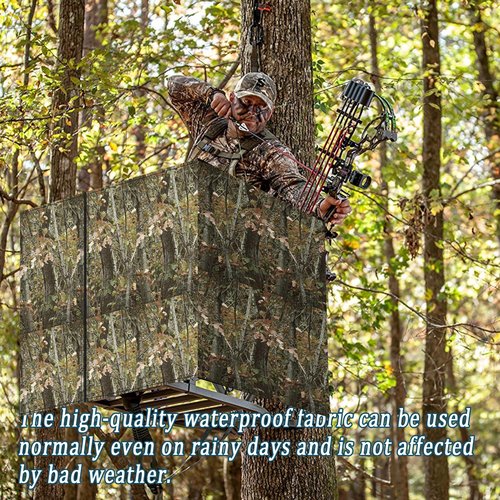 103"X37.5" Hunting Tree Stand Blinds for Deer Hunting Universal Camo Tree Ladder Stand Blind Kit with Zipper and 2 Pockets Tree Stand Cover for Hunting Deer, Elk, Hunting Blind & Accessories