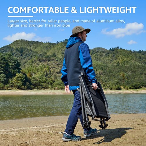 X Strike Folding Camping Chair Support 350 LBS, Outdoor Fishing Chair for Adults Breathable Mesh with Adjustable High Back Support and Leg, Aluminum Frame for Fishing, Camp, Lawn, Patio.