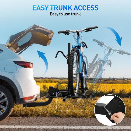 Rengue Hitch Bike Rack, Anti Wobble Smart Tilting Folding Bike Rack Hitch, 2-Bike 160 lbs Capacity, Ideal for Standard, Fat Tire and Electric Bike, 2-Inch Receiver