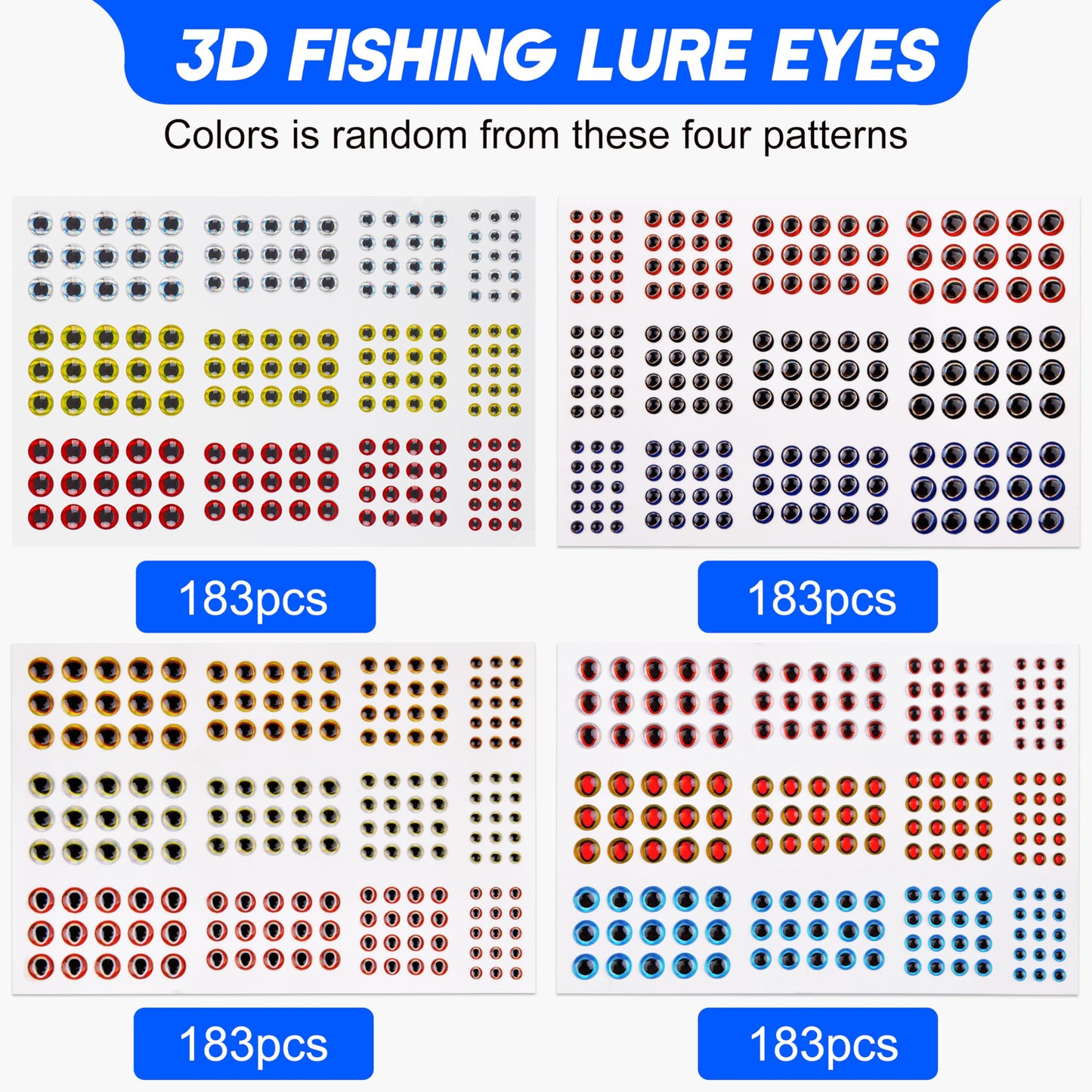 Fishing Lure Stickers Fishing Eyes Kit, 352pcs 3D 4D 5D Artificial Fishing Lure Eyes Adhesive Holographic Fish Scale Lure Tapes for Fly Tying Lures Crafts DIY Materials Tool