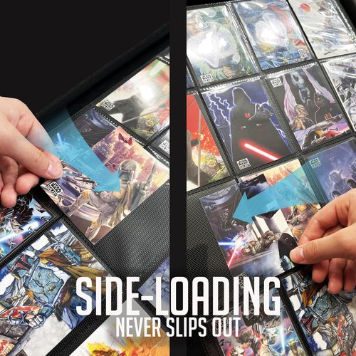 PRO365 1000+ Trading Card Binder + Shoulder Strap! | 16 Pocket Side-Load Sleeves Trading Cards Portfolio | Long-term Binder | Binder For Sports/Comic/Anime Trading Cards (Ultimate w/Strap)