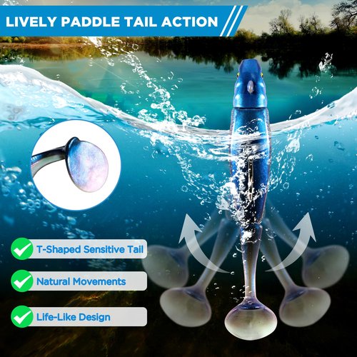 PLUSINNO Fishing Lures, Pre-Rigged Jig Head Bass Lures with Spinner, Fishing Bait for Freshwater Saltwater, Soft Plastic Fishing Lures Swimbait for Trout Crappie Fishing Gear, Fishing Gifts for Men