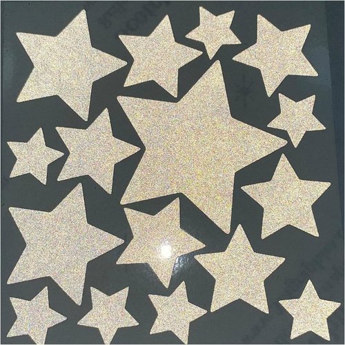 LiteMark White Reflective Star Decals, 3M Scotchlite Assorted Size Stickers for Helmets, Bikes & Cars, Pack of 16