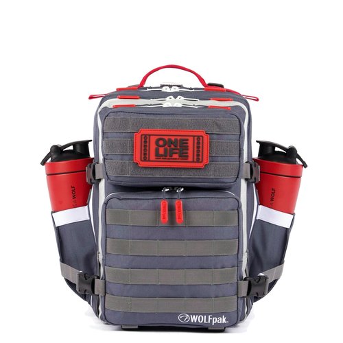 WOLFpak 25L Athletic Gym Backpack - Durable 1000D Waterproof Oxford Material with MOLLE Webbing, Laptop Pocket & Dual Cup Holders, Durable Fitness/Travel/Military Daypack (One Life)