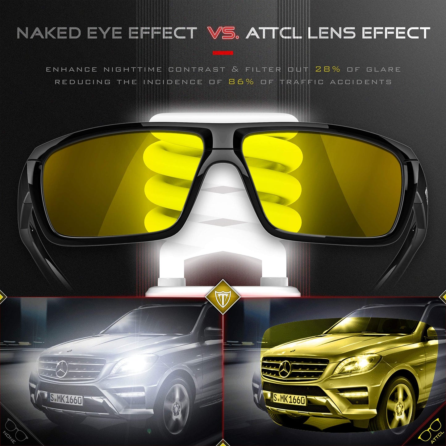 ATTCL Bundle Polarized Wrap Sunglasses For Men+Night Driving Glasses for men:(5001-Silver)+(5001-Night Driving Glasses)