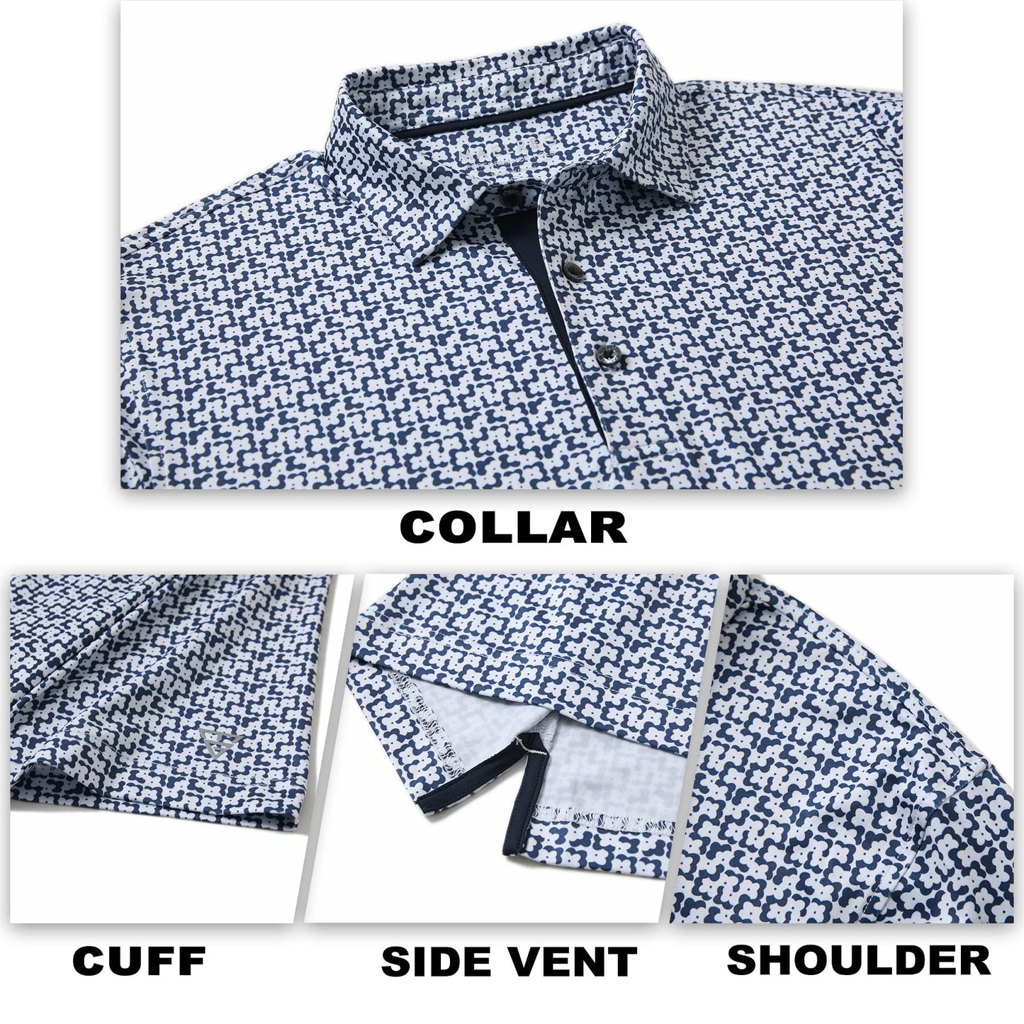 M MAELREG Golf Shirts for Men Dry Fit Print Patterns Performance Moisture Wicking Mens Polo Shirts Short Sleeve