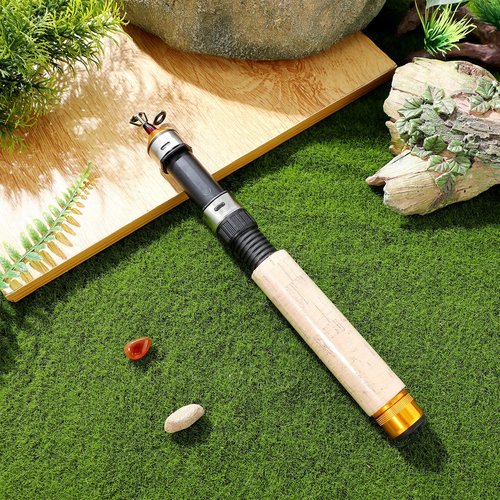 TOYANDONA Pocket Telescopic Fishing Rod, 25.6 Inch Carbon Mini Ultra-Light Ice Fishing Rod Cork Handle, Travel Fishing Pole for Saltwater Freshwater Fishing Gifts for Man