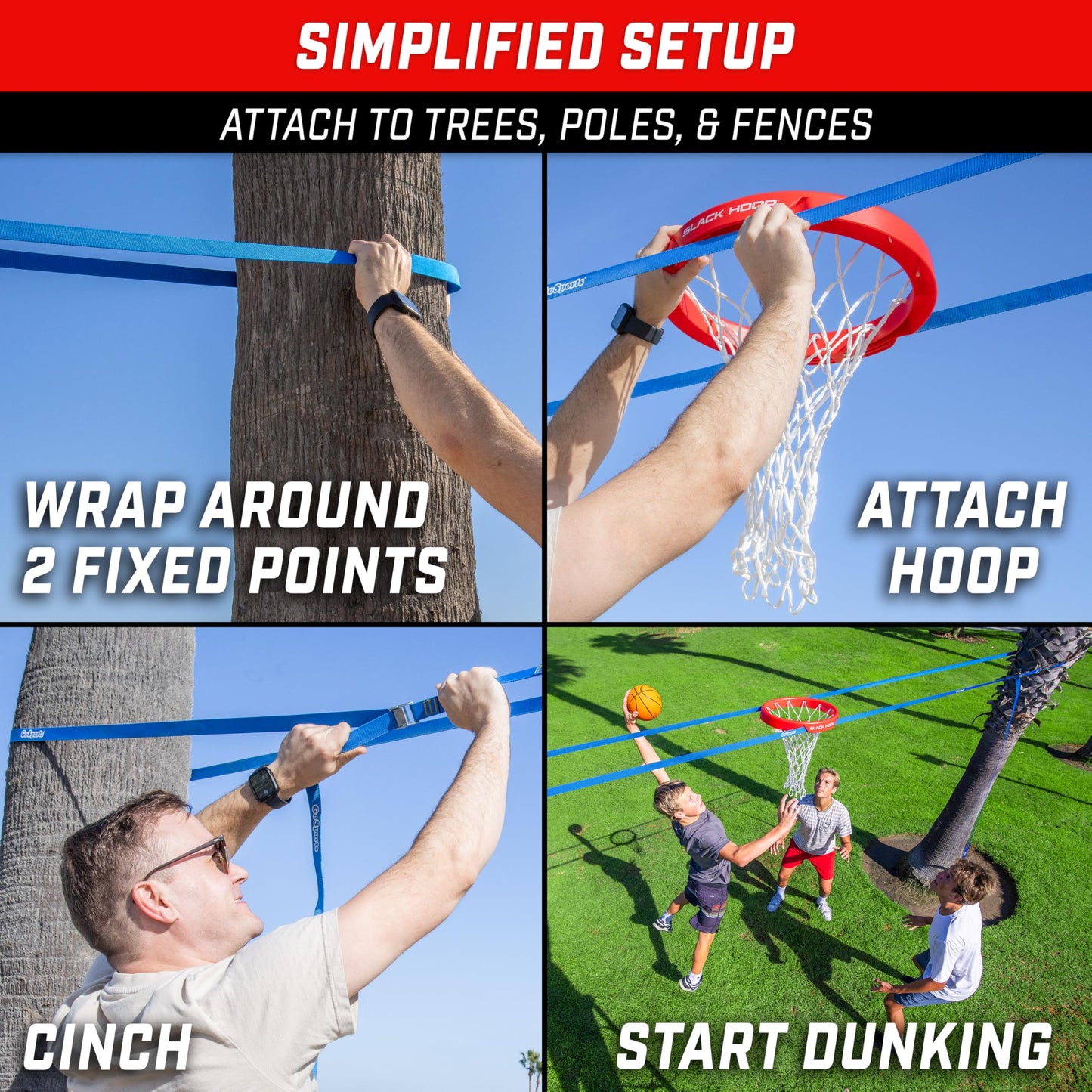 GoSports Slack Hoop Portable Basketball Game for Kids & Teens - Adjustable Height Outdoor Lawn, Beach, & Yard Game - Basketball Without a Court