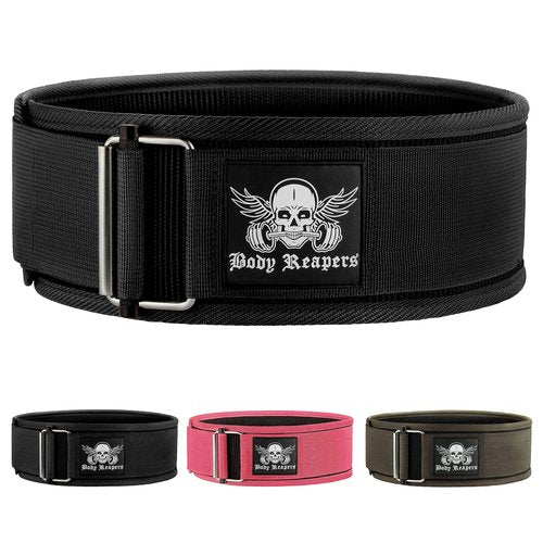 BodyReapers Nylon Auto-Locking Weight Lifting Belt, 4" Weightlifting Belt For Fitness, Weight Lifting, Olympic Lifting - Adjustable Deadlift Belt, Squat Belt - Workout Belt For Men & Women