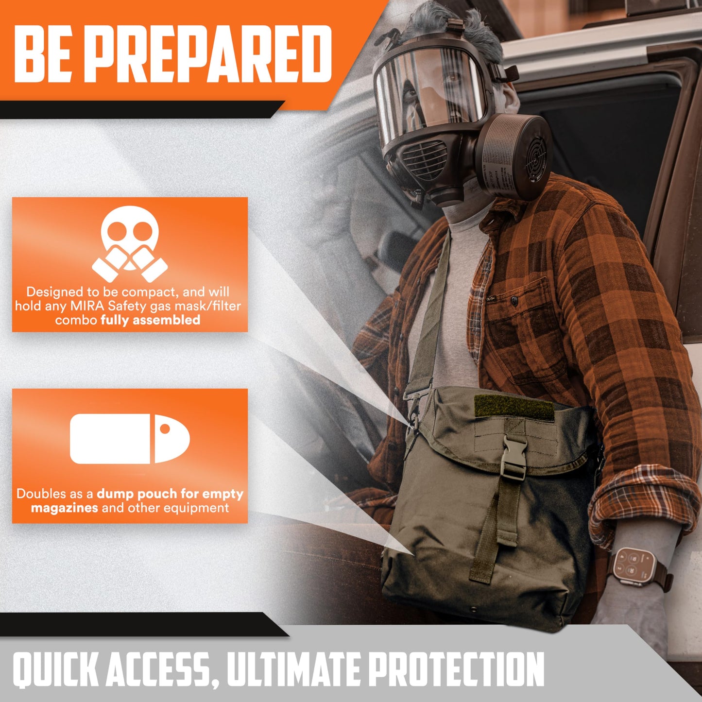 Gas Mask Pouch Bag Respirator-Gear Survival Emergency Professional Equipment (Pouch) - Desert Tan