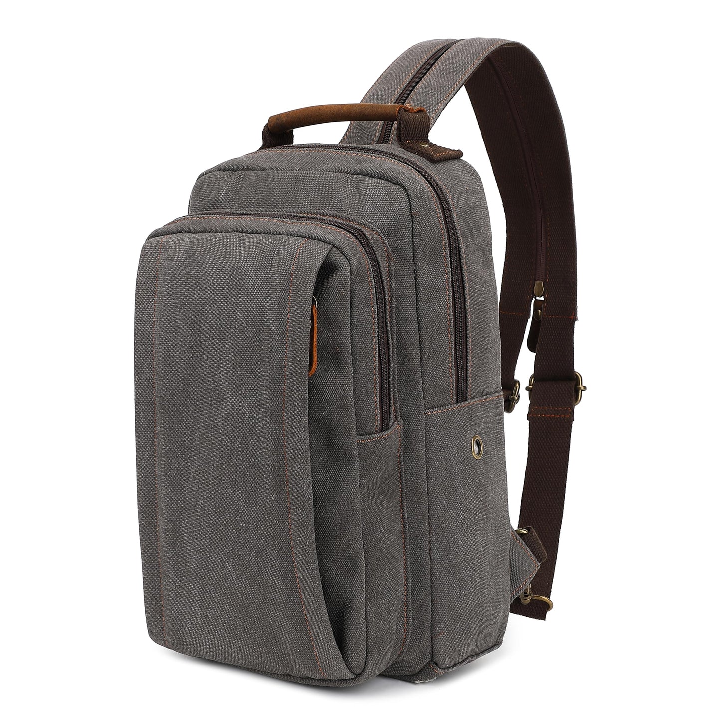 AUGUR Canvas Backpack Sling Bag Crossbody Small Bag Casual Rucksack for Men Women Cycling Hiking Travel (Gray)