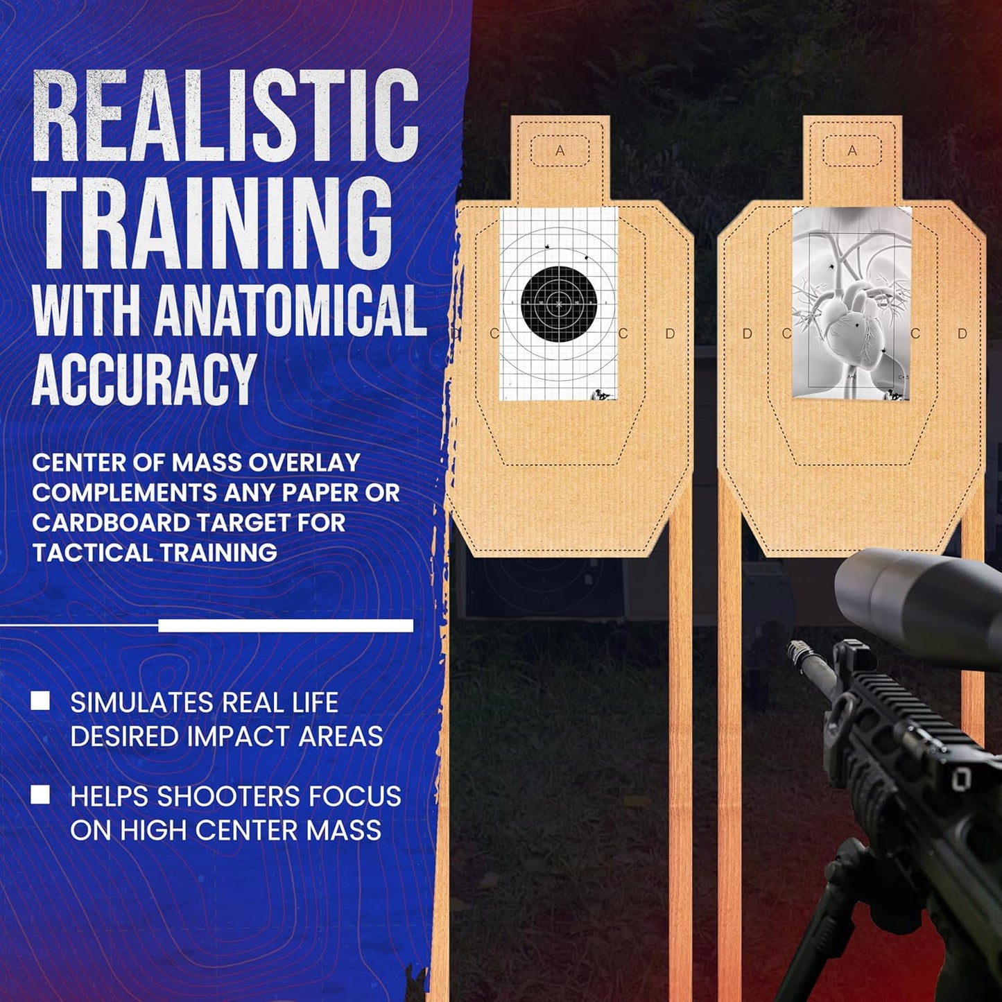 Precision Tactical Law Enforcement Shooting Target - Dual-Sided Paper Target for Rifle Zeroing & Competitive Shooting - Easy Scoring A & C Zones - Compact, Travel-Friendly, Fits in Range Bag