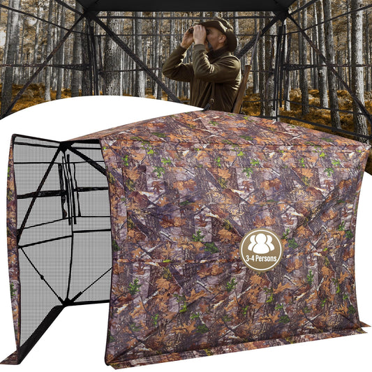 ANWEOR 360 Degree See Through Hunting Blind 3-4 Person Easy Pop Up Ground Blinds with Carrying Bag Portable Resilient Hunting Blind for Deer Hunting Turkey Hunting